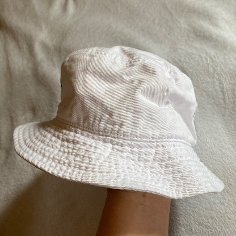 white bucket hat